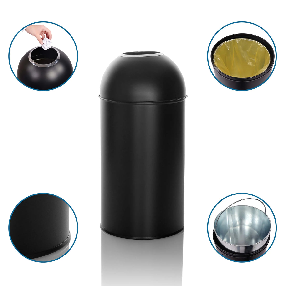 Black Wastepaper CLEAN OR 50 with removable inner bucket and bin liner by hjh OFFICE