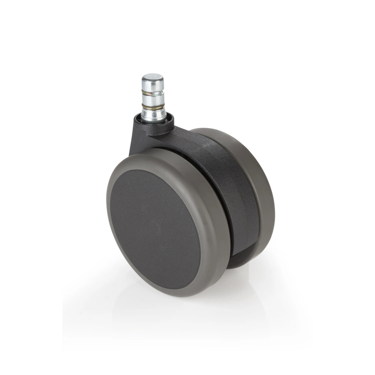 Black Castors 5x ROLO No-Noise 11mm/75mm for hard floors with silver-coloured metal pin by hjh OFFICE – 360-degree view (rear view 180°)