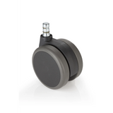 Black Castors 5x ROLO No-Noise 11mm/75mm for hard floors with silver-coloured metal pin by hjh OFFICE – 360-degree view (rear view 180°)