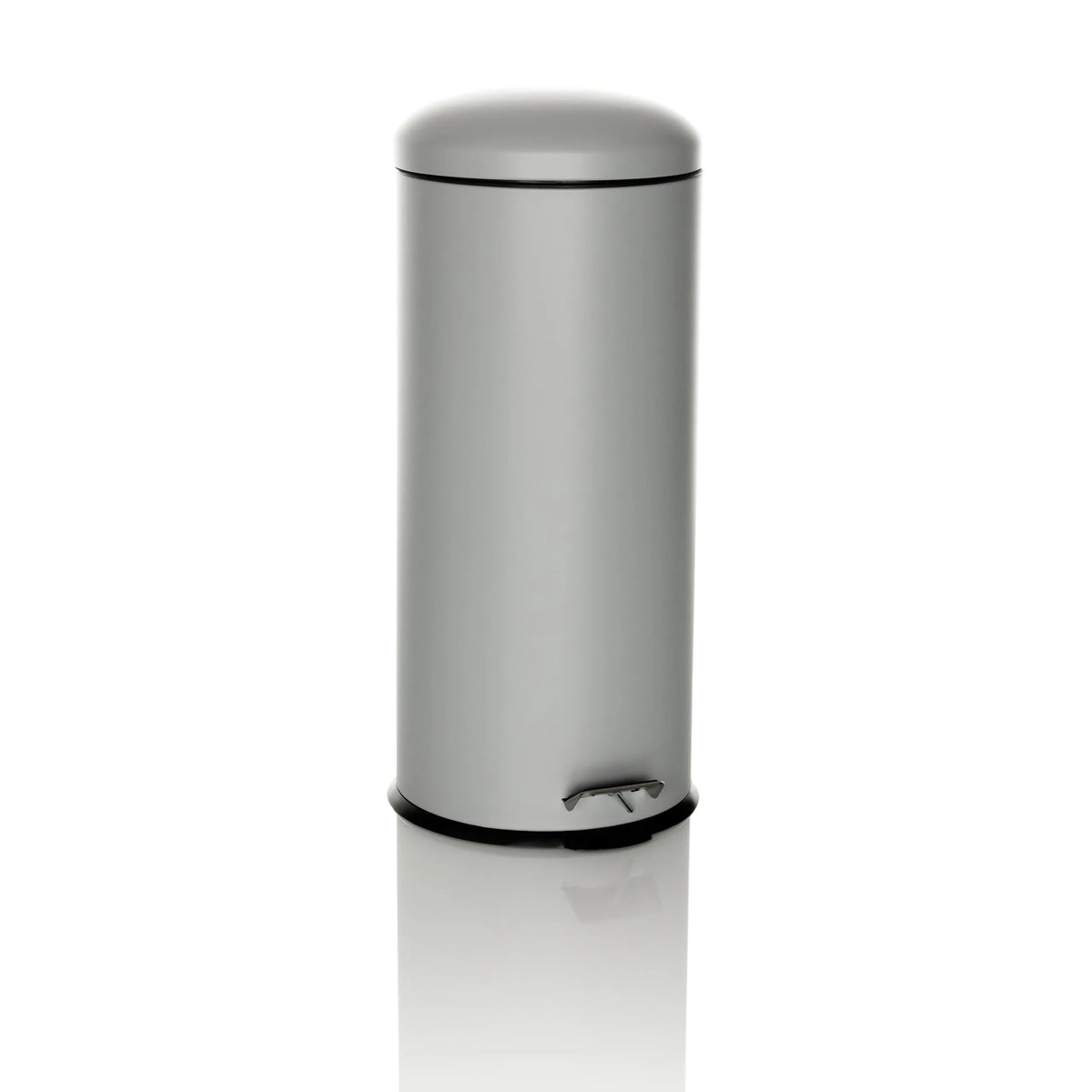 Grauer Mülleimer CLEAN VIII mit Deckel und Trittpedal von hjh OFFICE – 360-Grad-Ansicht (Frontansicht 15°)