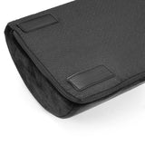 Detail of the black textile surface with Velcro fasteners of the Footrest Podi Velvet 1 by hjh OFFICE