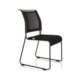 Black guest chair PADUA V with mesh back and padded seat by hjh OFFICE – 360-degree view (front three-quarter view 60°)