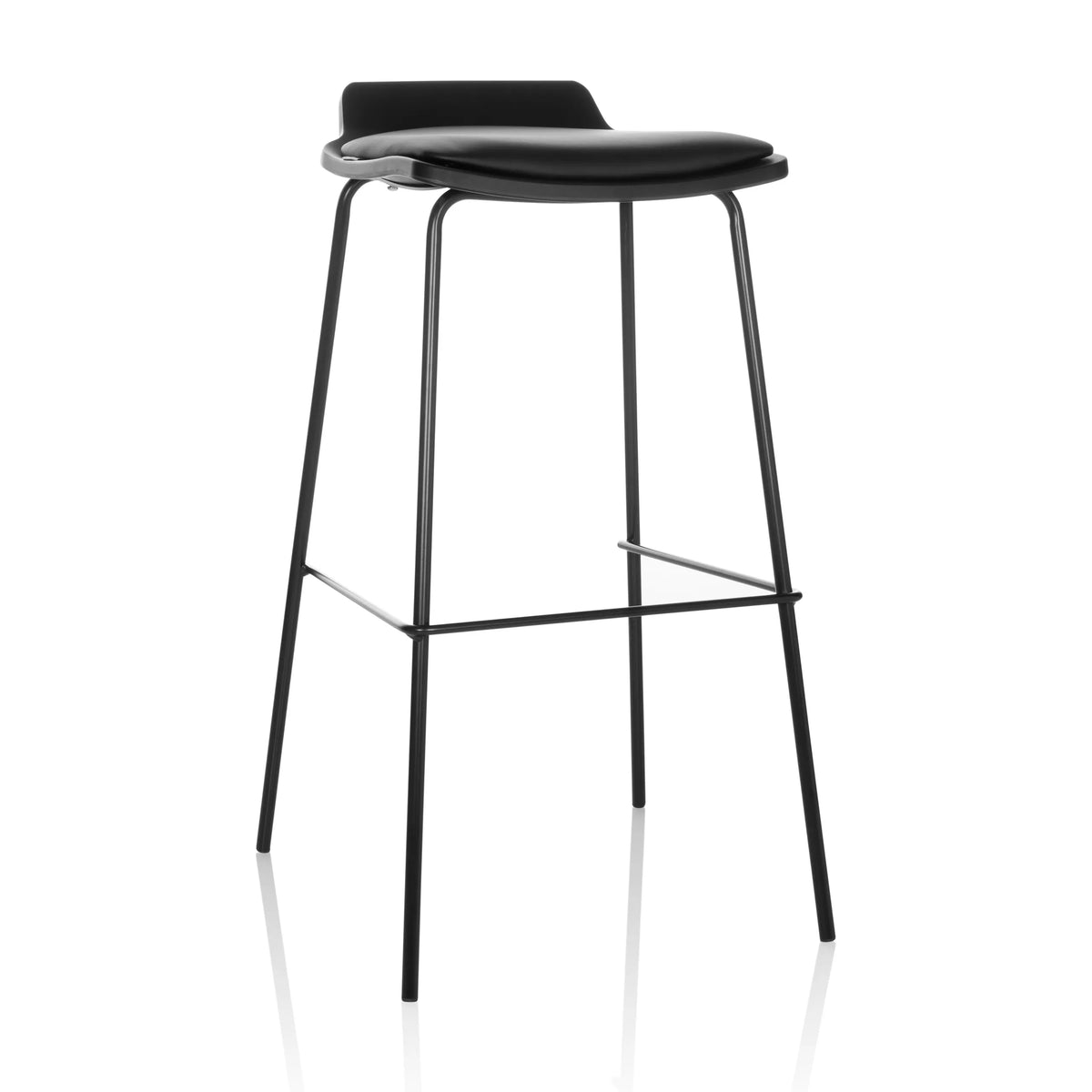 Black Bar stool LONSO 10 with padded seat and a footrest by hjh OFFICE – 360-degree view (front view 15°)