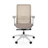 Beige Professional Office Chair PURE WHITE with mesh back and five-caster base by hjh OFFICE – 360-degree view (front view 0°)
