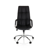 Schwarzer Homeoffice Chefsessel SARANTO PRO aus Leder mit glänzendem Fußkreuz mit fünf Rollen von hjh OFFICE – 360-Grad-Ansicht (Frontansicht 0°)