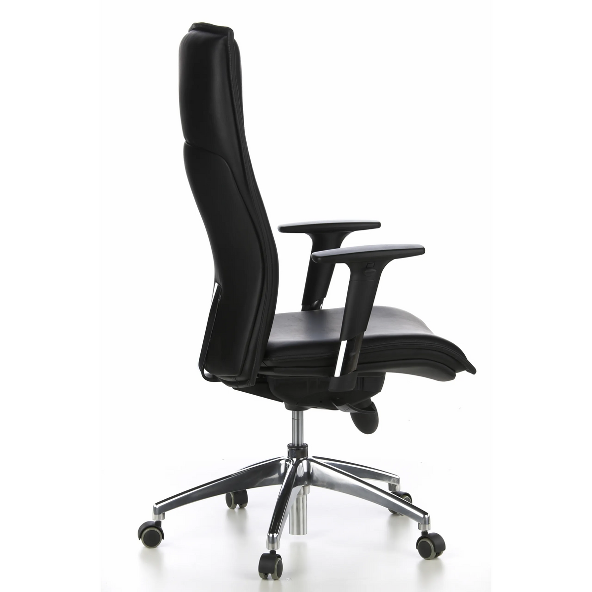 Black Luxury Executive Chair MURANO 20 with armrests and five-caster base by hjh OFFICE – 360-degree view (side profile 100°)