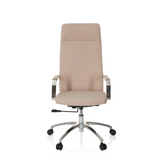 Beige Home Office Chair SARANTO PLUS I with armrests and five-caster base by hjh OFFICE – 360-degree view (front view 0°)