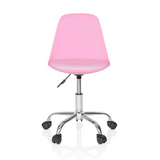 Pink Swivel Chair – Children FANCY II with curved shell and five-caster base by hjh OFFICE – 360-degree view (front view 0°)