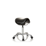 Black Saddle stool ORTHO SIT with foot cross and five castors by hjh OFFICE – 360-degree view (front three-quarter view 40°)