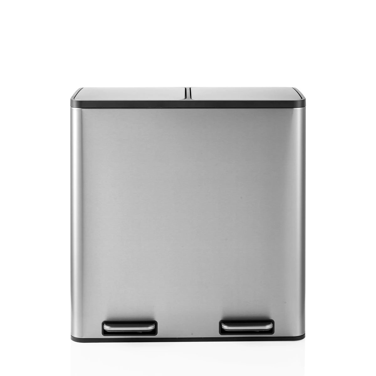 Silver Clean 13 S wastepaper bin with two compartments and foot pedals by hjh OFFICE – 360-degree view (front view 0°)