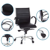Professional Executive Chair PARMA 10 in black with detail views of upholstery, armrests, castors and gas spring by hjh OFFICE