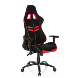 Black and red Gaming chair LEAGUE PRO I with two headrest openings and five-caster base by hjh OFFICE – 360-degree view (front three-quarter view 40°)