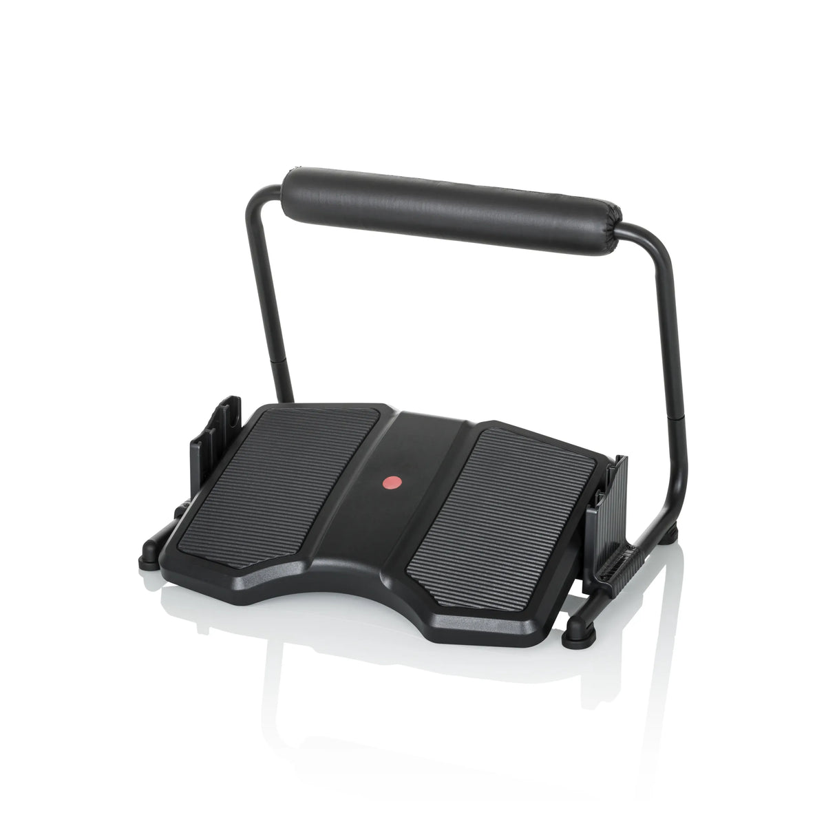 Black PODI F Footrest with ribbed surface and a handle by hjh OFFICE – 360-degree view (front view 0°)