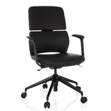 Black Professional Office Chair ATMOS DESIGNER with armrests and five-caster base by hjh OFFICE – 360-degree view (front view 15°)
