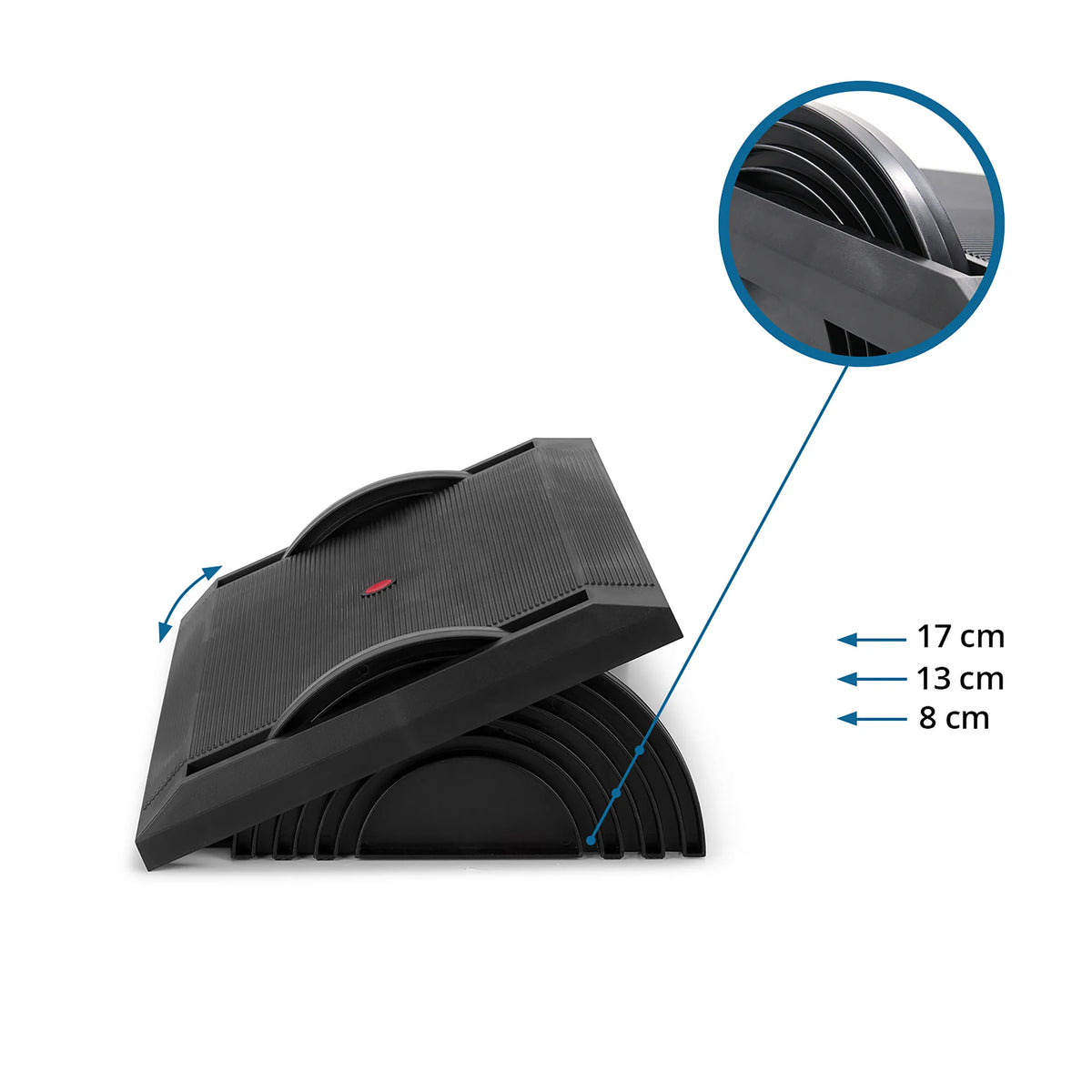 Height adjustment of the PODI I footrest with measurements of 8 cm, 13 cm and 17 cm by hjh OFFICE