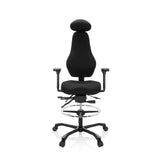 Black Counter chair RESISTIO WORK with headrest, foot ring and five-caster base by hjh OFFICE – 360-degree view (front view 0°)