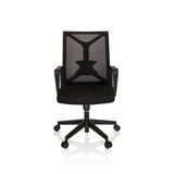 Black Home Office Chair ENCO with mesh back and five-caster base by hjh OFFICE – 360-degree view (front view 0°)