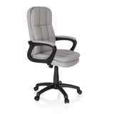 Grauer Home-Office-Chefsessel RELAX CX 120 mit gestepptem Bezug und Fußkreuz mit fünf Rollen von MyBuero – 360-Grad-Ansicht (schräge Frontansicht 60°)