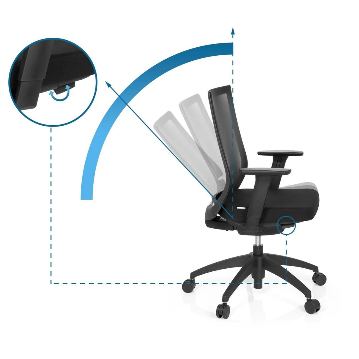 Adjustable backrest tilt mechanism of the Professional Office Chair ASPEN by hjh OFFICE