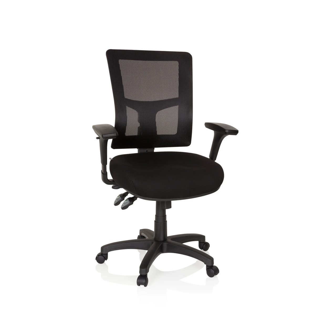 Black Professional Executive Chair IMPACT PRO with mesh back and five-caster base by hjh OFFICE – 360-degree view (front view 20°)