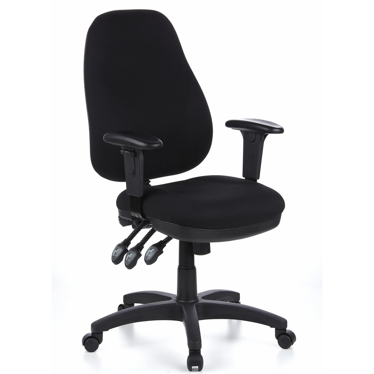 Black Professional Office Chair ZENIT PRO with armrests and five-caster base by hjh OFFICE – 360-degree view (front three-quarter view 40°)