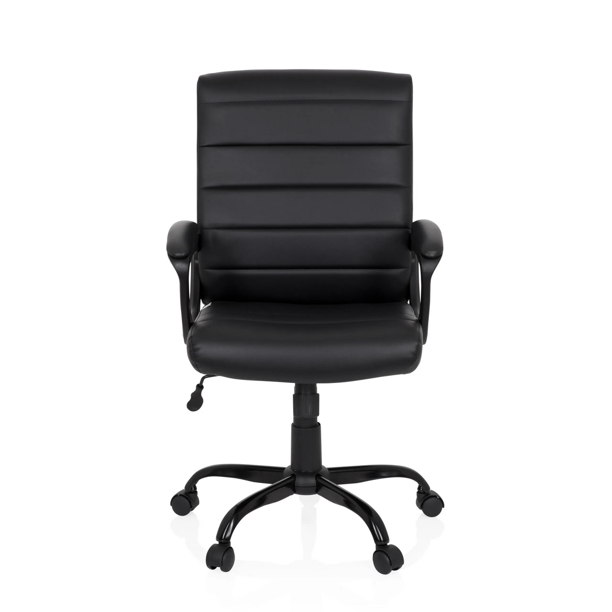 Black Home Office Executive Chair ERGOSMOOTH BIG with quilted upholstery and five-caster base by hjh OFFICE – 360-degree view (front view 0°)