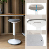 Height-adjustable seat and footplate of the BALANCE SIT III W standing aid in white and grey by hjh OFFICE