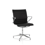 Black guest chair PARIBA V IV with quilted upholstery and five-caster base by hjh OFFICE – 360-degree view (front view 20°)