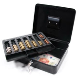 Open Cash box SAFE in black with coin tray and banknotes by hjh OFFICE