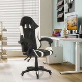 GAMEBREAKER W02 gaming chair in black and white with armrests and castors in a modern home office by MyBuero