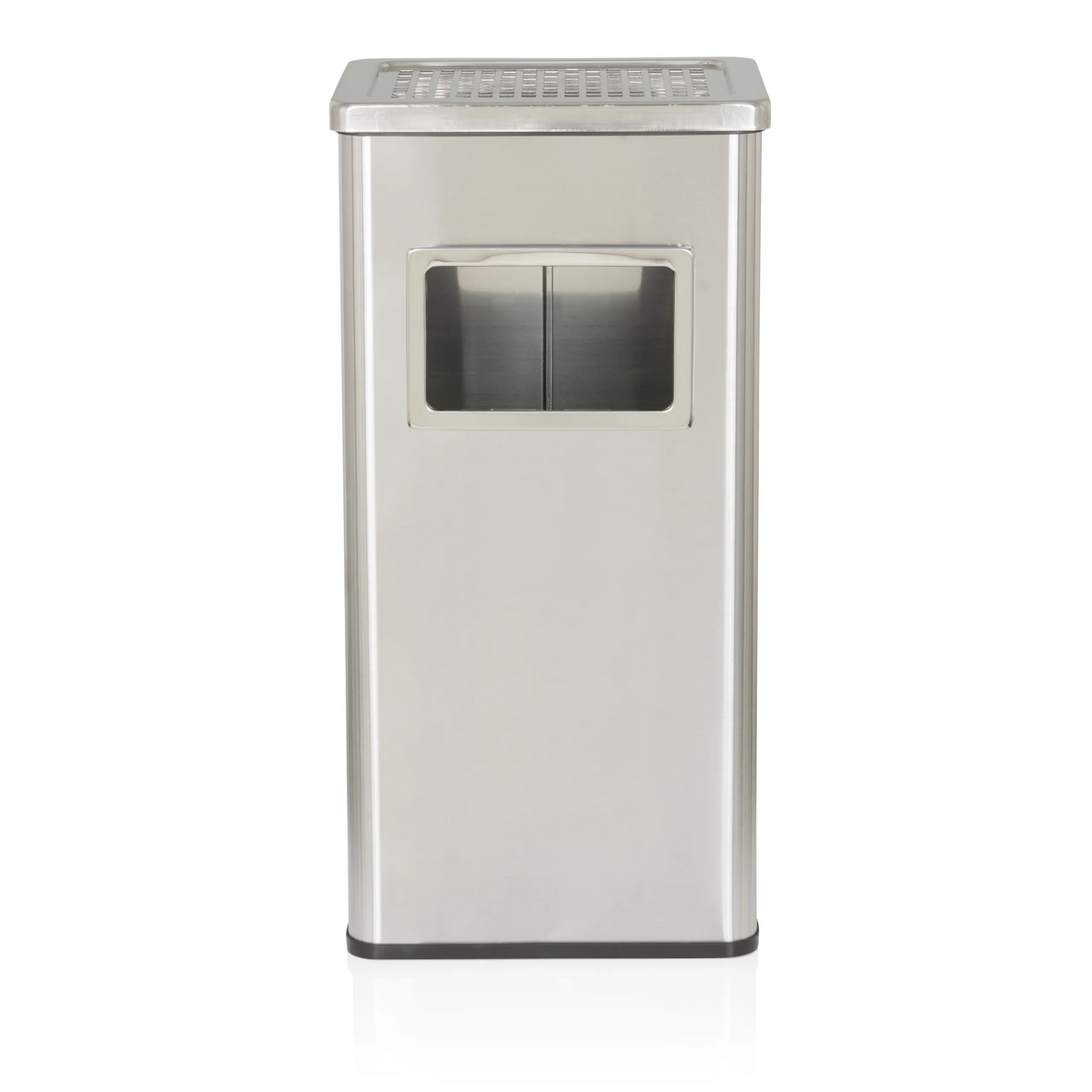 Silver Standing ashtray CLEAN I with inlet opening and grid lid by hjh OFFICE – 360-degree view (front view 0°)