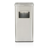 Silver Standing ashtray CLEAN I with inlet opening and grid lid by hjh OFFICE – 360-degree view (front view 0°)