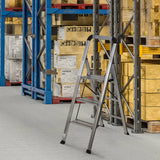 Folding Ladder SOLID V with three aluminium steps by hjh OFFICE