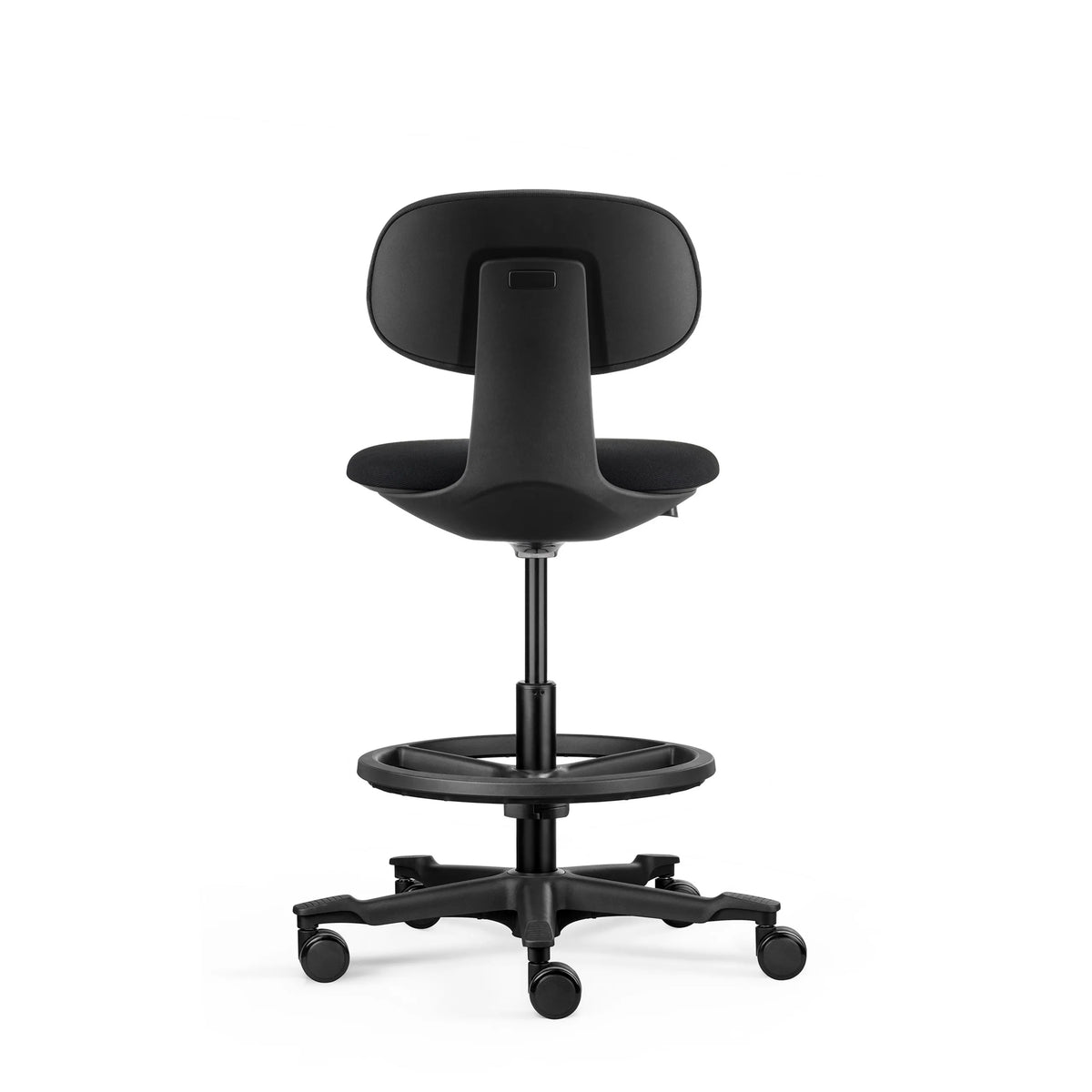 Rear view of the black Work Chair WORK MF2 with foot ring and castors by hjh OFFICE