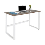 Office Desk WORKSPACE LIGHT I in walnut and white with laptop, mouse and notebook by hjh OFFICE