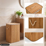 Falster 72 laundry basket made of bamboo with rope handles and lid by hjh LIVING (AI-generated image)