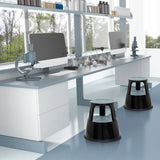 Black Step stool TIO-M II with round standing surface and handle cut-outs by hjh OFFICE