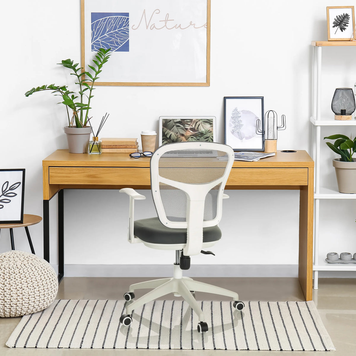 Grey Home Office Chair TOP 108 W with mesh backrest and white armrests by hjh OFFICE