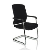 Black Cantilever chair LEVIA VP with armrests and chrome frame by hjh OFFICE – 360-degree view (front three-quarter view 45°)