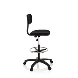 Black Counter chair TOP WORK 05 with foot ring and five-caster base by hjh OFFICE – 360-degree view (side profile 80°)