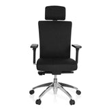 Black Professional Office Chair ASTRA LUX with headrest, armrests and five-caster base by hjh OFFICE – 360-degree view (front view 0°)