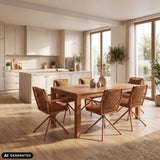 Brown Tavaro Korvik upholstered chairs at a wooden table in a bright dining area by hjh LIVING (AI-generated image)