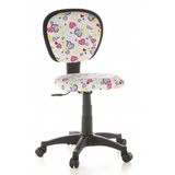 Swivel Chair – Children KIDDY TOP with colourful heart and flower pattern and five-caster base by hjh OFFICE – 360-degree view (front view 20°)