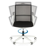 Swivel function and backrest tilt of the Professional Office Chair MOVE-TEC NET 3D W in white-black by hjh OFFICE