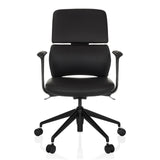 Black Professional Office Chair ATMOS DESIGNER with armrests and five-caster base by hjh OFFICE – 360-degree view (front view 0°)