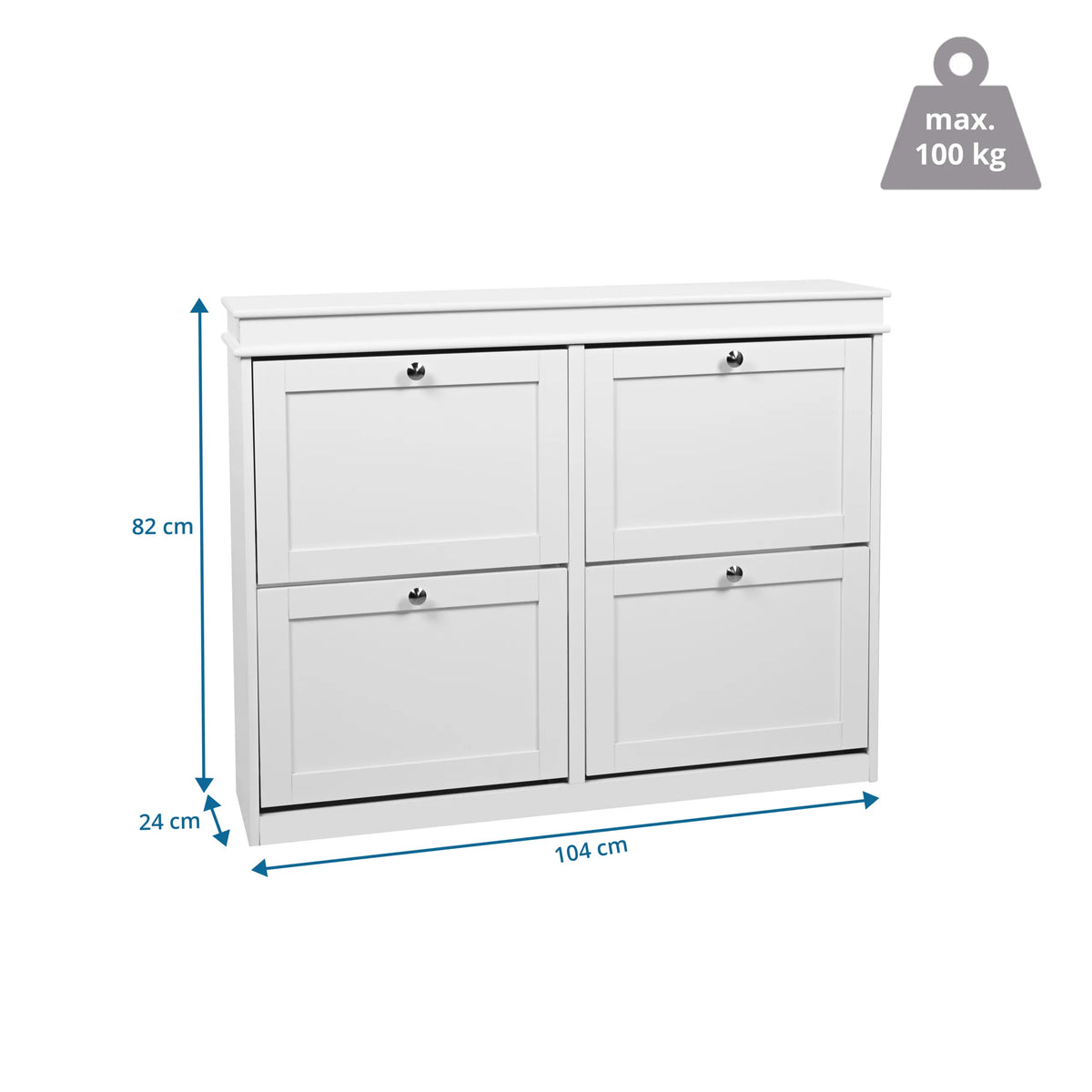 Maßzeichnung des Schuhschranks Estha 40 mit 104 × 82 cm von hjh LIVING