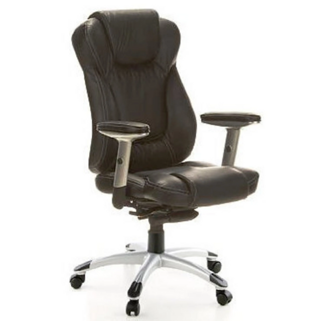 Black Professional Executive Chair EMBASSY 200 L with leather upholstery, armrests and silver base by hjh OFFICE