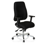 Black Professional Office Chair ZENIT COMFORT with armrests and five-caster base by hjh OFFICE – 360-degree view (front three-quarter view 40°)