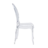 Profile view of the transparent Four-legged chair CRISTALIO by hjh LIVING