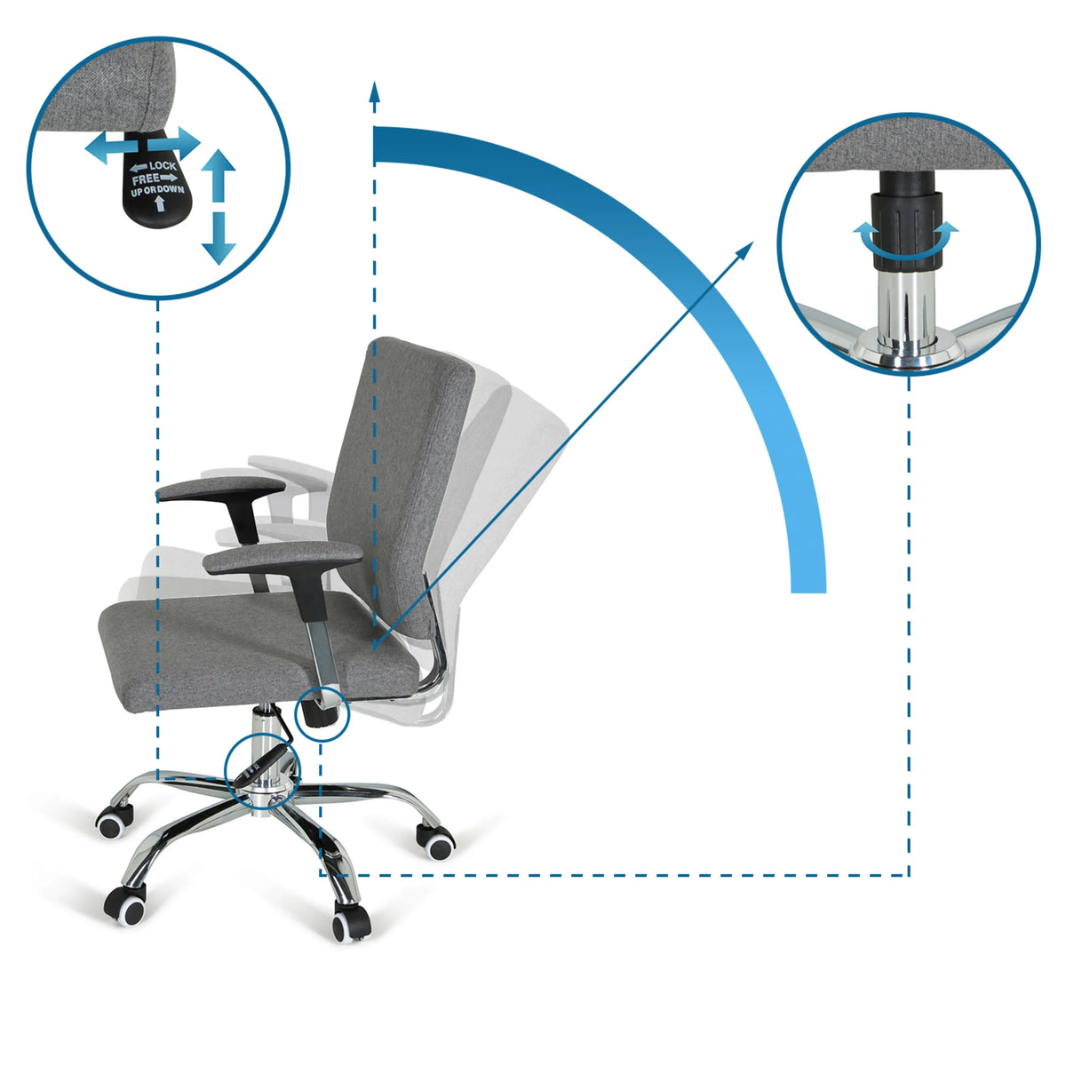 Adjustment mechanisms for height and tilt of the CHARLES I Home Office Executive Chair by hjh OFFICE